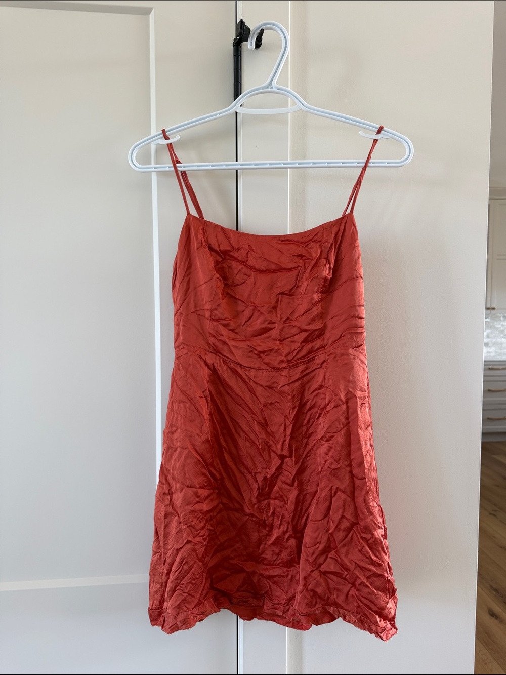 Aritzia Wilfred Women's Satin Slip Dress - Rust